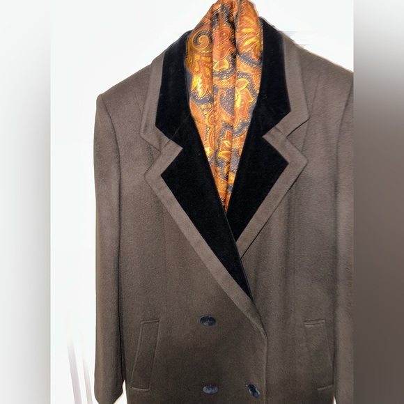 HOLLY DEB, BROWN, 100% WOOL, MEN’S DOUBLE-BREASTED DESIGNER OVERCOAT     Size: L - Picture 6 of 11